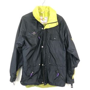 Edelweiss Vintage Black and Neon Ski Jacket